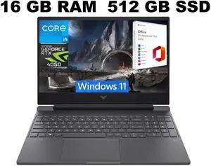 HP Victus 15 Gaming Laptop, 15.6" FHD 144Hz Display, Intel Core i5-13500H 12-Cores Processor, RTX 4050 6GB GDDR6, 16GB DDR4  512GB PCIe SSD, Backlit KYB, WiFi 6, Windows 11 ,Office 2024 License