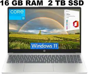 HP 15 Laptop, 15.6" FHD Display, Intel Core i3-N305 8 Cores Processor, Intel UHD Graphics, 16GB DDR4  2TB PCIe SSD, Wi-Fi 6 and Bluetooth 5.3, Fingerprint, Windows 11 ,Office 2024 License