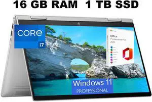 HP Envy x360 2-in-1 14 Laptop, 14" FHD Touchscreen, Intel Core i7-1335U 10-Cores Processor, Iris Xe graphics, 16GB DDR4  1TB PCIe SSD, Backlit KB, Fingerprint, Windows 11 Pro ,Office 2024 License