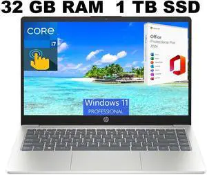 HP 15 Laptop, 15.6" Full HD Touchscreen, Intel Core i7-1355U 10 cores Processor, Intel Iris Xe Graphics, 32GB DDR4  1TB PCIe SSD, Wi-Fi 6 and Bluetooth 5.3, Windows 11 Pro ,Office 2024 License