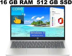HP 15 Laptop, 15.6" HD Touchscreen, Intel Core i3-1315U 6 Cores Processor, Intel UHD Graphics, 16GB DDR4  512GB PCIe SSD, Bluetooth, Wi-Fi, Windows 11 Pro ,Office 2024 License