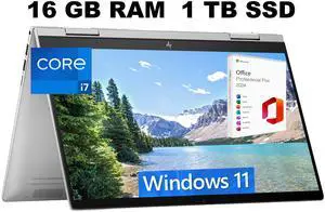 HP Envy x360 2-in-1 14 Laptop, 14" FHD Touchscreen, Intel Core i7-1355U Processor, Iris Xe Graphics, 16GB  DDR4  1TB PCIe SSD, Backlit KB, Fingerprint, Windows 11 Home ,Office 2024 License