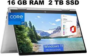 HP Envy x360 2-in-1 14 Laptop, 14" FHD Touchscreen, Intel Core i7-1355U Processor, Iris Xe Graphics, 16GB  DDR4  2TB PCIe SSD, Backlit KB, Fingerprint, Windows 11 Pro ,Office 2024 License