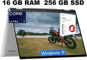 HP Envy X360 16 Laptop, 16" FHD+ Touchscreen, Intel Core Ultra 7 155U 12 cores Processor, Intel UHD Graphics, 16GB  DDR4  256GB  PCIe SSD, Wi-Fi 6 + Bluetooth, Windows 11 Home ,Office 2024 License