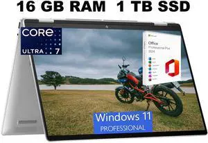 HP Envy X360 16 Laptop, 16" FHD+ Touchscreen, Intel Core Ultra 7 155U 12 cores Processor, Intel UHD Graphics, 16GB  DDR4  1TB PCIe SSD, Wi-Fi 6 + Bluetooth, Windows 11 Pro ,Office 2024 License