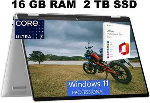 HP Envy X360 16 Laptop, 16" FHD+ Touchscreen, Intel Core Ultra 7 155U 12 cores Processor, Intel UHD Graphics, 16GB  DDR4  2TB PCIe SSD, Wi-Fi 6 + Bluetooth, Windows 11 Pro ,Office 2024 License