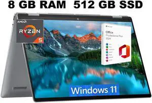 HP Envy x360 2-in-1 16 Laptop, 16" WUXGA Touchscreen, AMD Ryzen 5 8640HS 6-Core Processor, AMD Radeon Graphics, 8GB  DDR4  512GB  PCIe SSD, Backlit KB, Windows 11 Home ,Office 2024 License