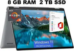 HP Envy x360 2-in-1 16 Laptop, 16" WUXGA Touchscreen, AMD Ryzen 5 8640HS 6-Core Processor, AMD Radeon Graphics, 8GB  DDR4  2TB PCIe SSD, Backlit KB, Windows 11 Pro ,Office 2024 License