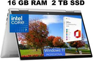 HP Envy x360 2-in-1 14 Laptop, 14" FHD Touchscreen, Intel Core 7 150U 10 Cores Processor, Intel Graphics, 16GB  DDR4  2TB PCIe SSD, Backlit KB, Fingerprint, Windows 11 Pro ,Office 2024 License