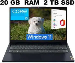 Lenovo IdeaPad 3 15 Laptop, 15.6" FHD Display, Intel Core i3-1215U 6-Core Processor, Intel UHD Graphics, 20GB DDR4 2TB PCIe SSD, Backlit Keyboard | Fingerprint, Windows 11 ,Office 2024 License Lenovo IdeaPad 3 15 Laptop, 15.6" FHD Display, Intel Core i3-1215U 6-Core Processor, Intel UHD Graphics, 20GB DDR4 2TB PCIe SSD, Backlit Keyboard | Fingerprint, Windows 11 ,Office 2024 License