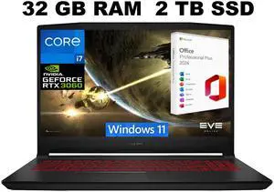 MSI Katana GF66 15 Gaming Laptop, 15.6" FHD 144Hz Display, Intel Core i7-11800H 8 Core Processor, GeForce RTX 3060 6GB GDDR6, 32GB DDR4  2TB PCIe SSD, Backlit KB, Windows 11 ,Office 2024 License