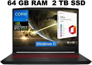 MSI Katana GF66 15 Gaming Laptop, 15.6" FHD 144Hz Display, Intel Core i7-11800H 8 Core Processor, GeForce RTX 3060 6GB GDDR6, 64GB DDR4  2TB PCIe SSD, Backlit KB, Windows 11 ,Office 2024 License