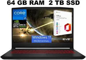 MSI Katana GF66 15 Gaming Laptop, 15.6" FHD 144Hz Display, Intel Core i7-11800H 8 Core Processor, GeForce RTX 3060 6GB GDDR6, 64GB DDR4  2TB PCIe SSD, Backlit KB, Windows 11 Pro ,Office 2024 License