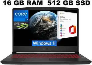 MSI Pulse GL66 15 Gaming Laptop, 15.6" FHD 144Hz, Intel Core i7-11800H 8 Cores Processor, GeForce RTX 3070 8GB GDDR6, 16GB DDR5  512GB PCIe SSD, RGB Keyboard, Windows 11 ,Office 2024 License