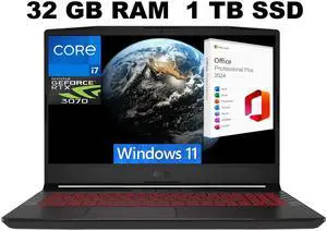 MSI Pulse GL66 15 Gaming Laptop, 15.6" FHD 144Hz, Intel Core i7-11800H 8 Cores Processor, GeForce RTX 3070 8GB GDDR6, 32GB DDR5  1TB PCIe SSD, RGB Keyboard, Windows 11 ,Office 2024 License