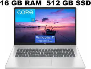 HP 17 Laptop, 17.3" FHD (1920 x 1080) Display, Intel Core i3-N305 8 Cores Processor, Intel UHD Graphics, 16GB DDR4 512GB PCIe SSD, Webcam, HDMI, Fingerprint Reader, Windows 11 Pro HP 17 Laptop, 17.3" FHD (1920 x 1080) Display, Intel Core i3-N305 8 Cores Processor, Intel UHD Graphics, 16GB DDR4 512GB PCIe SSD, Webcam, HDMI, Fingerprint Reader, Windows 11 Pro