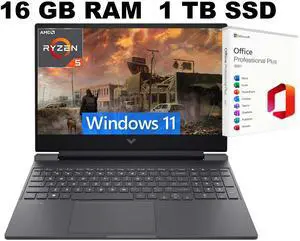 HP Victus 15 Gaming Laptop, 15.6" FHD 144Hz Display, AMD Ryzen 5 7535HS 6 cores Processor, AMD Radeon RX 6550M, 16GB DDR5 1TB PCIe SSD, Backlit KB, Windows 11 ,Office 2021 License HP Victus 15 Gaming Laptop, 15.6" FHD 144Hz Display, AMD Ryzen 5 7535HS 6 cores Processor, AMD Radeon RX 6550M, 16GB DDR5 1TB PCIe SSD, Backlit KB, Windows 11 ,Office 2021 License