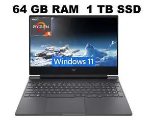 HP Victus 15 Gaming Laptop, 15.6" FHD (1920 x 1080) 144Hz Display, AMD Ryzen 5 7535HS 6 cores Processor, AMD Radeon RX 6550M, 64GB DDR5 1TB PCIe SSD, Backlit Keyboard, Windows 11 HP Victus 15 Gaming Laptop, 15.6" FHD (1920 x 1080) 144Hz Display, AMD Ryzen 5 7535HS 6 cores Processor, AMD Radeon RX 6550M, 64GB DDR5 1TB PCIe SSD, Backlit Keyboard, Windows 11