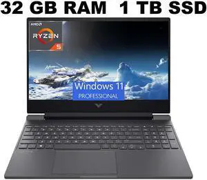 HP Victus 15 Gaming Laptop, 15.6" FHD (1920 x 1080) 144Hz Display, AMD Ryzen 5 7535HS 6 cores Processor, AMD Radeon RX 6550M, 32GB DDR5 1TB PCIe SSD, Backlit Keyboard, Windows 11 Pro HP Victus 15 Gaming Laptop, 15.6" FHD (1920 x 1080) 144Hz Display, AMD Ryzen 5 7535HS 6 cores Processor, AMD Radeon RX 6550M, 32GB DDR5 1TB PCIe SSD, Backlit Keyboard, Windows 11 Pro