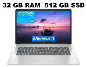 HP 17 Laptop, 17.3" FHD (1920 x 1080) Display, Intel Core i3-N305 8 Cores Processor, Intel UHD Graphics, 32GB DDR4 512GB PCIe SSD, Webcam, HDMI, Fingerprint Reader, Windows 11 HP 17 Laptop, 17.3" FHD (1920 x 1080) Display, Intel Core i3-N305 8 Cores Processor, Intel UHD Graphics, 32GB DDR4 512GB PCIe SSD, Webcam, HDMI, Fingerprint Reader, Windows 11