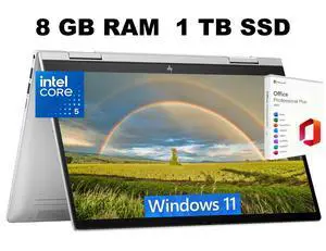 HP Envy x360 14 Laptop, 14" FHD Touchscreen, Intel Core 5 120U 10-Core Processor, Intel Graphics, 8GB DDR4 1TB PCIe SSD, Wi-Fi 6E, Backlit KB, Windows 11 Home ,Office 2021 License HP Envy x360 14 Laptop, 14" FHD Touchscreen, Intel Core 5 120U 10-Core Processor, Intel Graphics, 8GB DDR4 1TB PCIe SSD, Wi-Fi 6E, Backlit KB, Windows 11 Home ,Office 2021 License