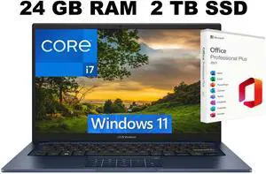 ASUS Vivobook 14 Laptop, 14" FHD Display, Intel Core i7-1355U 10 cores Processor, Intel Iris Xe Graphics, 24GB DDR4 2TB PCIe SSD, Wi-Fi 5 (1x1) and Bluetooth 5, Windows 11 ,Office 2021 License ASUS Vivobook 14 Laptop, 14" FHD Display, Intel Core i7-1355U 10 cores Processor, Intel Iris Xe Graphics, 24GB DDR4 2TB PCIe SSD, Wi-Fi 5 (1x1) and Bluetooth 5, Windows 11 ,Office 2021 License
