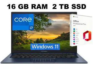 ASUS Vivobook 14 Laptop, 14" FHD Display, Intel Core i7-1355U 10 cores Processor, Intel Iris Xe Graphics, 16GB DDR4 2TB PCIe SSD, Wi-Fi 5 (1x1) and Bluetooth 5, Windows 11 ,Office 2021 License ASUS Vivobook 14 Laptop, 14" FHD Display, Intel Core i7-1355U 10 cores Processor, Intel Iris Xe Graphics, 16GB DDR4 2TB PCIe SSD, Wi-Fi 5 (1x1) and Bluetooth 5, Windows 11 ,Office 2021 License