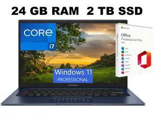 ASUS Vivobook 14 Laptop, 14" FHD Display, Intel Core i7-1355U 10 cores Processor, Intel Iris Xe Graphics, 24GB DDR4 2TB PCIe SSD, Wi-Fi 5 (1x1) and Bluetooth 5, Windows 11 Pro ,Office 2021 License ASUS Vivobook 14 Laptop, 14" FHD Display, Intel Core i7-1355U 10 cores Processor, Intel Iris Xe Graphics, 24GB DDR4 2TB PCIe SSD, Wi-Fi 5 (1x1) and Bluetooth 5, Windows 11 Pro ,Office 2021 License