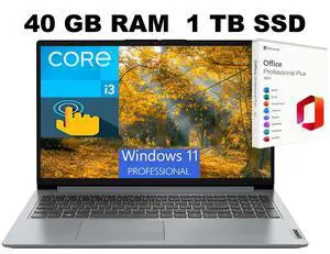 Lenovo IdeaPad 1 15 Laptop, 15.6" FHD Touchscreen, Intel Core i3-1215U Processor 6 Cores Processor, Intel UHD Graphics, 40GB DDR4 1TB PCIe SSD, Wi-Fi 6, Windows 11 Pro ,Office 2021 License Lenovo IdeaPad 1 15 Laptop, 15.6" FHD Touchscreen, Intel Core i3-1215U Processor 6 Cores Processor, Intel UHD Graphics, 40GB DDR4 1TB PCIe SSD, Wi-Fi 6, Windows 11 Pro ,Office 2021 License