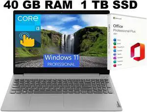 Lenovo IdeaPad 3 15 Laptop, 15.6" HD Touchscreen, Intel Core i3-1115G4 2 Cores Processor, Intel UHD Graphics, 40GB DDR4 1TB PCIe SSD, Webcam, Wi-Fi, HDMI, Windows 11 Pro ,Office 2021 License Lenovo IdeaPad 3 15 Laptop, 15.6" HD Touchscreen, Intel Core i3-1115G4 2 Cores Processor, Intel UHD Graphics, 40GB DDR4 1TB PCIe SSD, Webcam, Wi-Fi, HDMI, Windows 11 Pro ,Office 2021 License