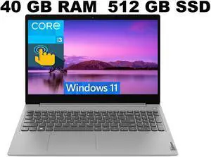 Lenovo IdeaPad 3 15 Laptop, 15.6" HD (1366 x 768) Touchscreen, Intel Core i3-1115G4 2 Cores Processor, Intel UHD (1366 x 768) Graphics, 40GB DDR4 512GB PCIe SSD, Webcam, Wi-Fi,Windows 11 Lenovo IdeaPad 3 15 Laptop, 15.6" HD (1366 x 768) Touchscreen, Intel Core i3-1115G4 2 Cores Processor, Intel UHD (1366 x 768) Graphics, 40GB DDR4 512GB PCIe SSD, Webcam, Wi-Fi,Windows 11