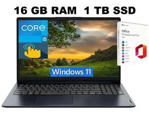 Lenovo Ideapad 1i 15 Laptop, 15.6" FHD Touchscreen, Intel Core i5-1334U 10-Core Processor, Intel Iris Xe Graphics, 16GB DDR4 1TB PCIe SSD, Wi-Fi 6, + BT5.1, Windows 11 ,Office 2021 License Lenovo Ideapad 1i 15 Laptop, 15.6" FHD Touchscreen, Intel Core i5-1334U 10-Core Processor, Intel Iris Xe Graphics, 16GB DDR4 1TB PCIe SSD, Wi-Fi 6, + BT5.1, Windows 11 ,Office 2021 License