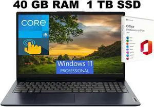 Lenovo Ideapad 1i 15 Laptop, 15.6" FHD Touchscreen, Intel Core i5-1334U 10-Core Processor, Intel Iris Xe Graphics, 40GB DDR4 1TB PCIe SSD, Wi-Fi 6, + BT5.1, Windows 11 Pro ,Office 2021 License Lenovo Ideapad 1i 15 Laptop, 15.6" FHD Touchscreen, Intel Core i5-1334U 10-Core Processor, Intel Iris Xe Graphics, 40GB DDR4 1TB PCIe SSD, Wi-Fi 6, + BT5.1, Windows 11 Pro ,Office 2021 License