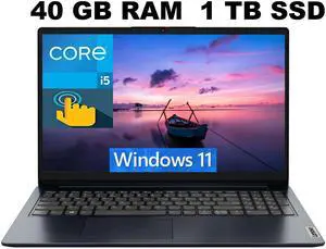 Lenovo Ideapad 1i 15 Laptop, 15.6" FHD (1920 x 1080) Touchscreen, Intel Core i5-1334U 10-Core Processor, Intel Iris Xe Graphics, 40GB DDR4 1TB PCIe SSD, Wi-Fi 6, + BT5.1, Windows 11 Lenovo Ideapad 1i 15 Laptop, 15.6" FHD (1920 x 1080) Touchscreen, Intel Core i5-1334U 10-Core Processor, Intel Iris Xe Graphics, 40GB DDR4 1TB PCIe SSD, Wi-Fi 6, + BT5.1, Windows 11