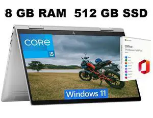 HP Envy x360 2-in-1 14 Laptop, 14" FHD Touchscreen, Intel Core i5-1335U 10-Core Processor, Intel Iris Xe Graphics, 8GB DDR4 512GB PCIe SSD, Backlit KB, Windows 11 Home ,Office 2021 License HP Envy x360 2-in-1 14 Laptop, 14" FHD Touchscreen, Intel Core i5-1335U 10-Core Processor, Intel Iris Xe Graphics, 8GB DDR4 512GB PCIe SSD, Backlit KB, Windows 11 Home ,Office 2021 License