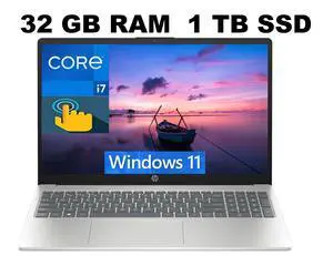 HP 15 Laptop, 15.6" FHD (1920x1080) Touchscreen, Intel Core i7-1355U 10 cores Processor, Intel Iris Xe Graphics, 32GB DDR4 1TB PCIe SSD, Wi-Fi 6 and Bluetooth 5.3, Windows 11 HP 15 Laptop, 15.6" FHD (1920x1080) Touchscreen, Intel Core i7-1355U 10 cores Processor, Intel Iris Xe Graphics, 32GB DDR4 1TB PCIe SSD, Wi-Fi 6 and Bluetooth 5.3, Windows 11