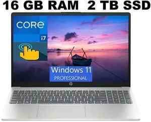 HP 15 Laptop, 15.6" FHD (1920x1080) Touchscreen, Intel Core i7-1355U 10 cores Processor, Intel Iris Xe Graphics, 16GB DDR4 2TB PCIe SSD, Wi-Fi 6 and Bluetooth 5.3, Windows 11 Pro HP 15 Laptop, 15.6" FHD (1920x1080) Touchscreen, Intel Core i7-1355U 10 cores Processor, Intel Iris Xe Graphics, 16GB DDR4 2TB PCIe SSD, Wi-Fi 6 and Bluetooth 5.3, Windows 11 Pro
