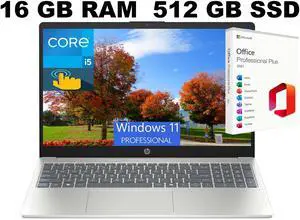 HP 15 Laptop, 15.6" FHD Touchscreen, Intel Core i5-1334U 10 cores Processor, Intel Iris Xe Graphics, 16GB DDR4 512GB PCIe SSD, Webcam, Wi-Fi 6, Windows 11 Pro ,Office 2021 License HP 15 Laptop, 15.6" FHD Touchscreen, Intel Core i5-1334U 10 cores Processor, Intel Iris Xe Graphics, 16GB DDR4 512GB PCIe SSD, Webcam, Wi-Fi 6, Windows 11 Pro ,Office 2021 License
