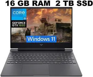 HP Victus 15 Gaming Laptop, 15.6" FHD 144Hz Display, Intel Core i5-12450H 8 Cores Processor, NVIDIA GeForce GTX 1650 4 GB GDDR5, 16GB DDR4 2TB PCIe SSD, WiFi 6, Backlit KB, Windows 11 HP Victus 15 Gaming Laptop, 15.6" FHD 144Hz Display, Intel Core i5-12450H 8 Cores Processor, NVIDIA GeForce GTX 1650 4 GB GDDR5, 16GB DDR4 2TB PCIe SSD, WiFi 6, Backlit KB, Windows 11