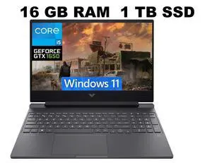 HP Victus 15 Gaming Laptop, 15.6" FHD 144Hz Display, Intel Core i5-12450H 8 Cores Processor, NVIDIA GeForce GTX 1650 4 GB GDDR5, 16GB DDR4 1TB PCIe SSD, WiFi 6, Backlit KB, Windows 11 HP Victus 15 Gaming Laptop, 15.6" FHD 144Hz Display, Intel Core i5-12450H 8 Cores Processor, NVIDIA GeForce GTX 1650 4 GB GDDR5, 16GB DDR4 1TB PCIe SSD, WiFi 6, Backlit KB, Windows 11