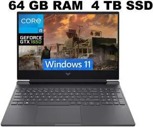 HP Victus 15 Gaming Laptop, 15.6" FHD 144Hz Display, Intel Core i5-12450H 8 Cores Processor, NVIDIA GeForce GTX 1650 4 GB GDDR5, 64GB DDR4 4TB PCIe SSD, WiFi 6, Backlit KB, Windows 11 HP Victus 15 Gaming Laptop, 15.6" FHD 144Hz Display, Intel Core i5-12450H 8 Cores Processor, NVIDIA GeForce GTX 1650 4 GB GDDR5, 64GB DDR4 4TB PCIe SSD, WiFi 6, Backlit KB, Windows 11