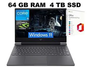 HP Victus 15 Gaming Laptop, 15.6" FHD 144Hz, Intel Core i5-13420H 8 Cores Processor, NVIDIA GeForce RTX 4050 6GB GDDR6, 64GB DDR4 4TB PCIe SSD, Backlit KB, Windows 11, Office 2021 License HP Victus 15 Gaming Laptop, 15.6" FHD 144Hz, Intel Core i5-13420H 8 Cores Processor, NVIDIA GeForce RTX 4050 6GB GDDR6, 64GB DDR4 4TB PCIe SSD, Backlit KB, Windows 11, Office 2021 License