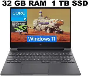 HP Victus 15 Gaming Laptop, 15.6" FHD 144Hz, Intel Core i5-13420H 8 Cores Processor, NVIDIA GeForce RTX 4050 6GB GDDR6, 32GB DDR4 1TB PCIe SSD, Wi-Fi 6, Backlit KB, Windows 11 HP Victus 15 Gaming Laptop, 15.6" FHD 144Hz, Intel Core i5-13420H 8 Cores Processor, NVIDIA GeForce RTX 4050 6GB GDDR6, 32GB DDR4 1TB PCIe SSD, Wi-Fi 6, Backlit KB, Windows 11