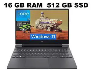 HP Victus 15 Gaming Laptop, 15.6" FHD 144Hz, Intel Core i5-13420H 8 Cores Processor, NVIDIA GeForce RTX 4050 6GB GDDR6, 16GB DDR4 512GB PCIe SSD, Wi-Fi 6, Backlit KB, Windows 11 HP Victus 15 Gaming Laptop, 15.6" FHD 144Hz, Intel Core i5-13420H 8 Cores Processor, NVIDIA GeForce RTX 4050 6GB GDDR6, 16GB DDR4 512GB PCIe SSD, Wi-Fi 6, Backlit KB, Windows 11