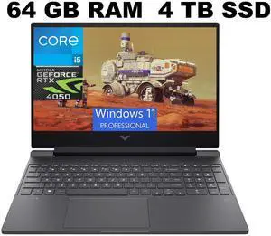 HP Victus 15 Gaming Laptop, 15.6" FHD 144Hz, Intel Core i5-13420H 8 Cores Processor, NVIDIA GeForce RTX 4050 6GB GDDR6, 64GB DDR4 4TB PCIe SSD, Wi-Fi 6, Backlit KB, Windows 11 Pro HP Victus 15 Gaming Laptop, 15.6" FHD 144Hz, Intel Core i5-13420H 8 Cores Processor, NVIDIA GeForce RTX 4050 6GB GDDR6, 64GB DDR4 4TB PCIe SSD, Wi-Fi 6, Backlit KB, Windows 11 Pro