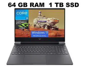 HP Victus 15 Gaming Laptop, 15.6" FHD 144Hz, Intel Core i5-13420H 8 Cores Processor, NVIDIA GeForce RTX 4050 6GB GDDR6, 64GB DDR4 1TB PCIe SSD, Wi-Fi 6, Backlit KB, Windows 11 Pro HP Victus 15 Gaming Laptop, 15.6" FHD 144Hz, Intel Core i5-13420H 8 Cores Processor, NVIDIA GeForce RTX 4050 6GB GDDR6, 64GB DDR4 1TB PCIe SSD, Wi-Fi 6, Backlit KB, Windows 11 Pro