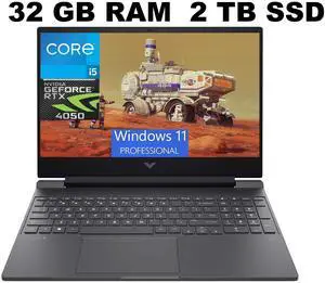 HP Victus 15 Gaming Laptop, 15.6" FHD 144Hz, Intel Core i5-13420H 8 Cores Processor, NVIDIA GeForce RTX 4050 6GB GDDR6, 32GB DDR4 2TB PCIe SSD, Wi-Fi 6, Backlit KB, Windows 11 Pro HP Victus 15 Gaming Laptop, 15.6" FHD 144Hz, Intel Core i5-13420H 8 Cores Processor, NVIDIA GeForce RTX 4050 6GB GDDR6, 32GB DDR4 2TB PCIe SSD, Wi-Fi 6, Backlit KB, Windows 11 Pro