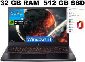 Acer Nitro V 15 Gaming Laptop, 15.6" Full HD Display, Intel Core i5-13420H 8 cores Processor, NVIDIA GeForce RTX 5050 8GB GDDR7, 32GB DDR5 512GB PCIe SSD, Windows 11, Office 2021 License Acer Nitro V 15 Gaming Laptop, 15.6" Full HD Display, Intel Core i5-13420H 8 cores Processor, NVIDIA GeForce RTX 5050 8GB GDDR7, 32GB DDR5 512GB PCIe SSD, Windows 11, Office 2021 License