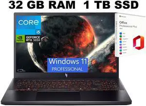 Acer Nitro V 15 Gaming Laptop, 15.6" Full HD Display, Intel Core i5-13420H 8 cores Processor, NVIDIA GeForce RTX 5050 8GB GDDR7, 32GB DDR5 1TB PCIe SSD, Windows 11 Pro, Office 2021 License Acer Nitro V 15 Gaming Laptop, 15.6" Full HD Display, Intel Core i5-13420H 8 cores Processor, NVIDIA GeForce RTX 5050 8GB GDDR7, 32GB DDR5 1TB PCIe SSD, Windows 11 Pro, Office 2021 License