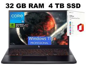 Acer Nitro V 15 Gaming Laptop, 15.6" Full HD Display, Intel Core i5-13420H 8 cores Processor, NVIDIA GeForce RTX 5050 8GB GDDR7, 32GB DDR5 4TB PCIe SSD, Windows 11 Pro, Office 2021 License Acer Nitro V 15 Gaming Laptop, 15.6" Full HD Display, Intel Core i5-13420H 8 cores Processor, NVIDIA GeForce RTX 5050 8GB GDDR7, 32GB DDR5 4TB PCIe SSD, Windows 11 Pro, Office 2021 License